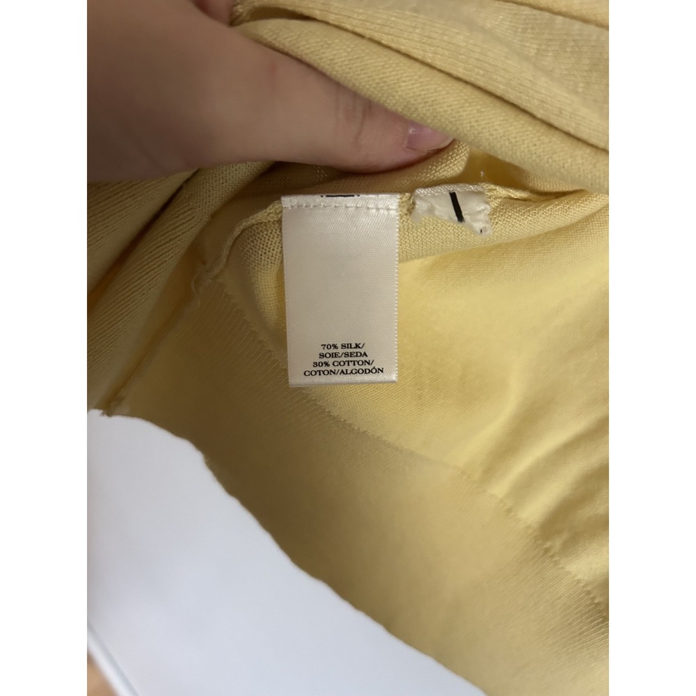 Ann Taylor Pale Yellow Short-Sleeve Button Cardigan - Picture 4 of 5